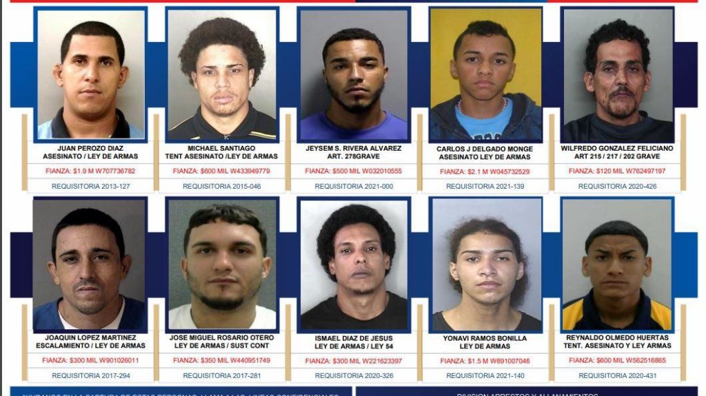  Publican la lista de los 10 m&aacute;s buscados en el &aacute;rea de Carolina 