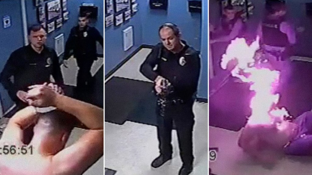  VIDEO: Queda envuelto en llamas tras dispararle un polic&iacute;a con un taser en EE.UU. 