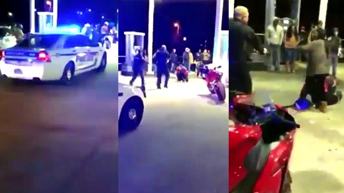 Video: PolicÃ­as en Estados Unidos llegan a gasolinera arrestar un joven en motora, pero todo dio un giro inesperado