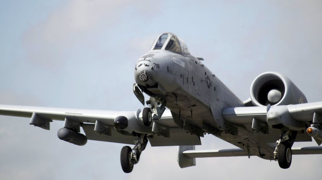  Avi&oacute;n de combate suelta bombas de entrenamiento tras el impacto de un p&aacute;jaro 