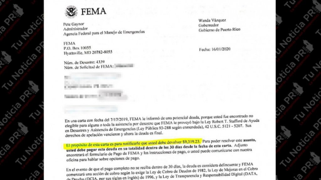  Personas que recibieron cartas de cobro de FEMA tienen hasta este viernes para solicitar asistencia legal libre de costo 
