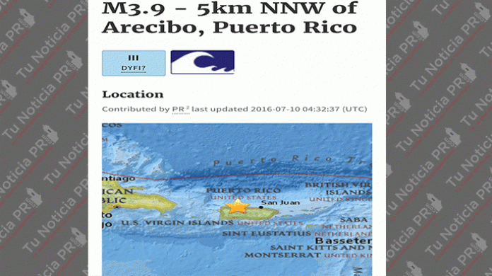 Temblor se hace sentir en la isla...