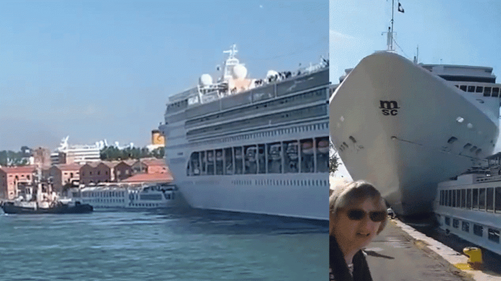  Publican otro video de accidente de crucero en muelle de Venecia 