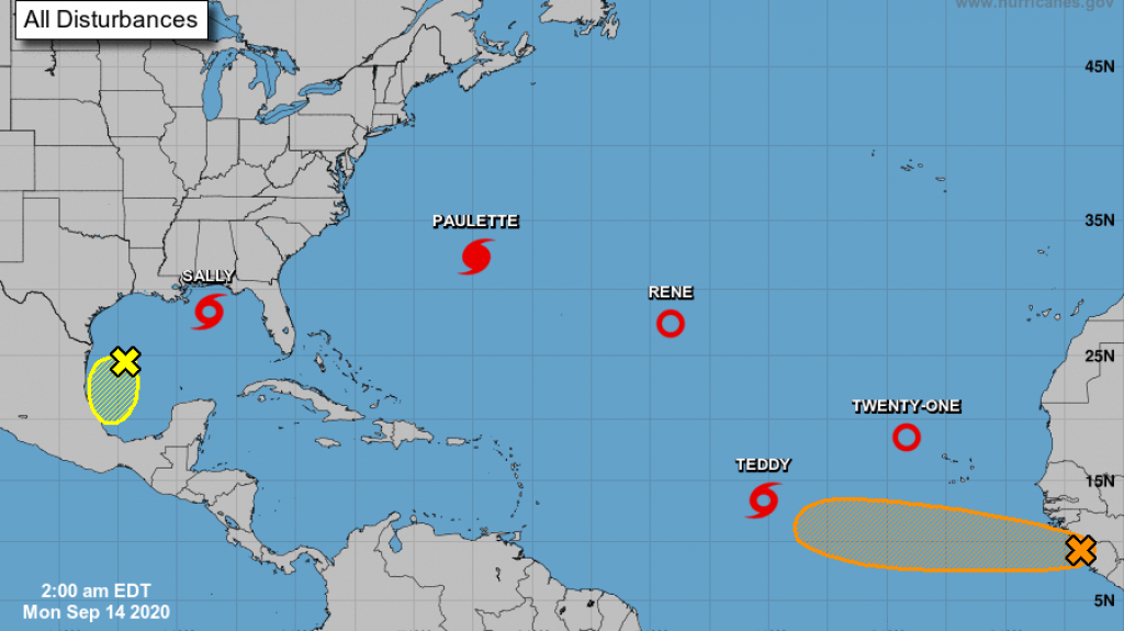  Hay cinco ciclones tropicales en la cuenca del Atlántico y dos sistemas con potencial ciclónico 