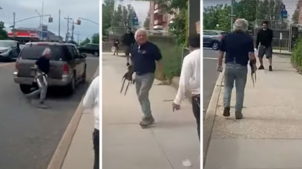  VIDEO: Un hombre armado con garras met&aacute;licas como "Wolverine" amenaza a manifestantes en Nueva York 