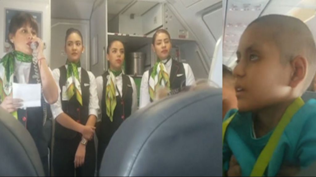  Video: Azafata no contiene la emoci&oacute;n y comienza a llorar al anunciar un pasajero especial en vuelo de M&eacute;xico 