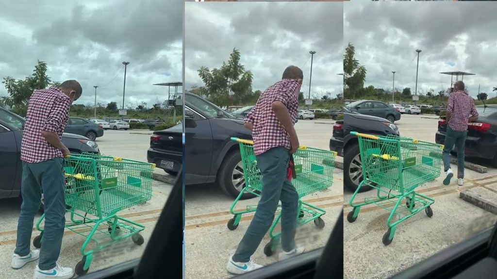  Captan en video a un hombre orinando y escupiendo un carrito de compras en centro comercial de Caguas 