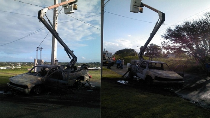 SE INCENDIA CAMIÃN DE AEE, OBRERO SE AFECTA POR HUMO 