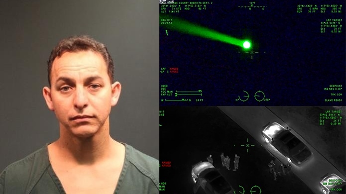 Video: Hombre es arrestado por apuntar con un Laser a un helicÃ³ptero de la policÃ­a en California