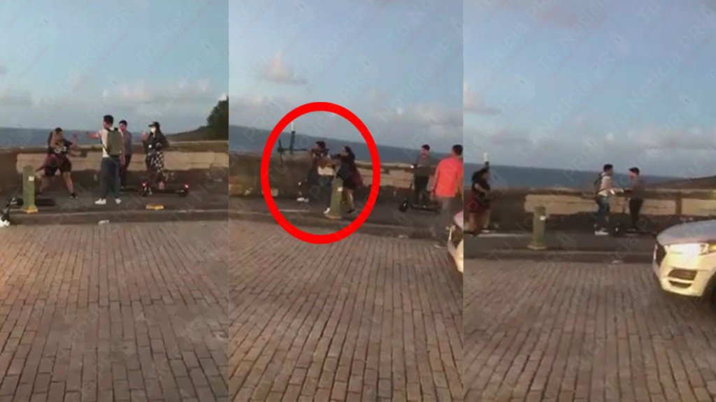 Captan en video la pelea de una mujer y un hombre hoy en el Viejo San Juan 