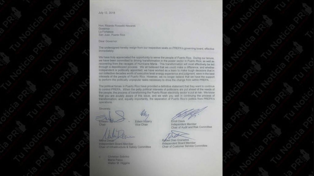  Bajo el alegato de que los políticos quieren controlar a la AEE, renuncia la mayoría de la junta de gobierno 