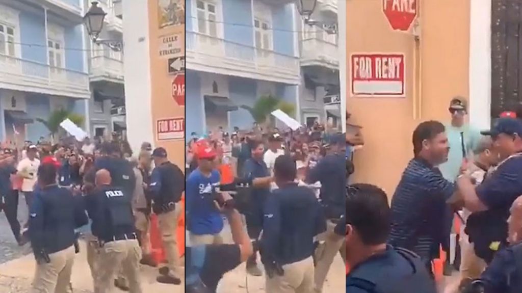  Video: Momento en que los que exig&iacute;an respeto ayer en Fortaleza agreden a los polic&iacute;as 