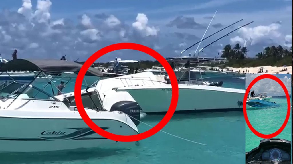  En video momento en que se hunde un bote ayer en Cayo icacos 