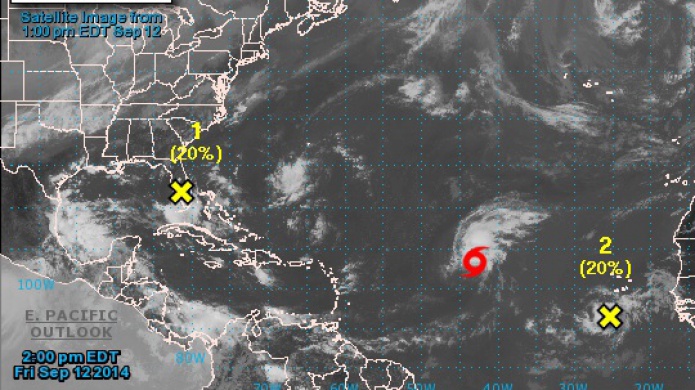 Tormenta Edouard se mueve sobre el AtlÃ¡ntico, mientras 2 bajas presiones son observadas
