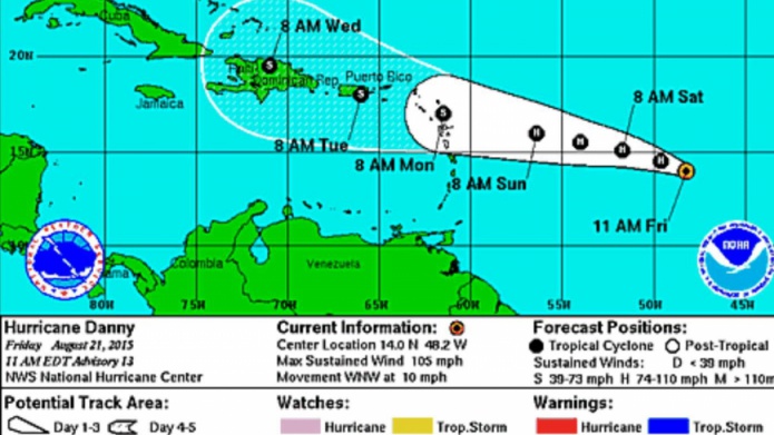Danny ahora es un huracÃ¡n categorÃ­a 2