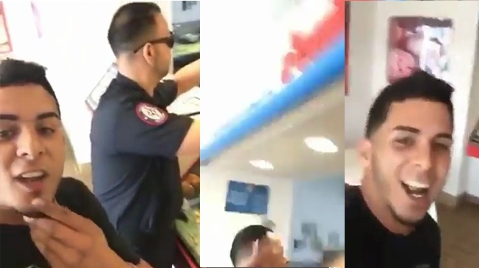 Video: Joven le da un bofetÃ³n a guardia de seguridad de la "Ranger" en una pizzerÃ­a 