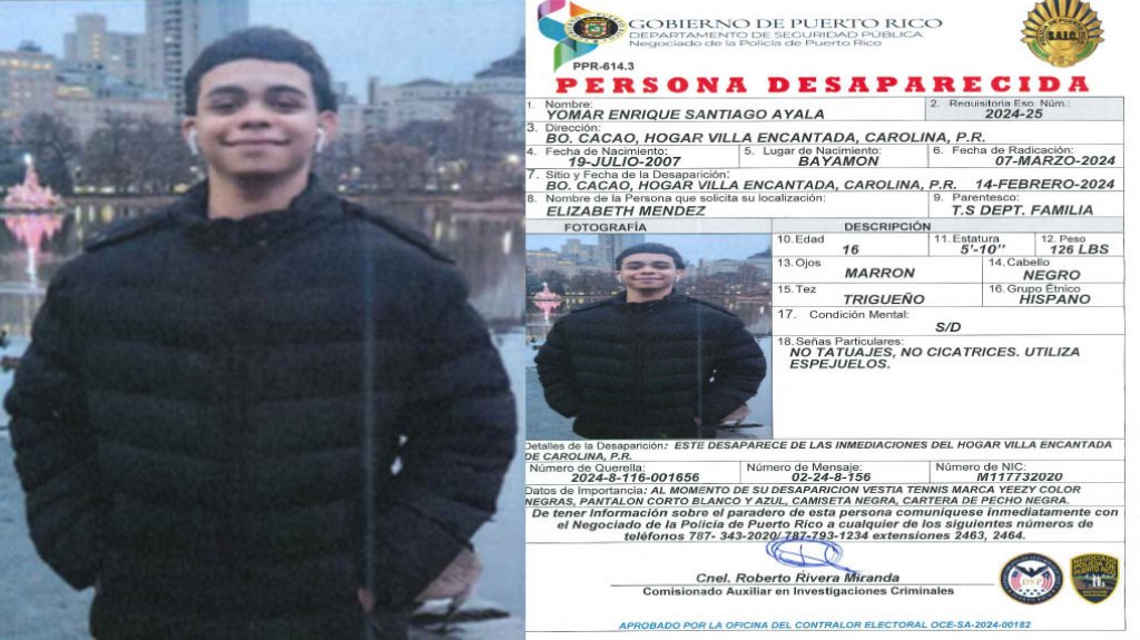  Se reporta joven desaparecido en Carolina 