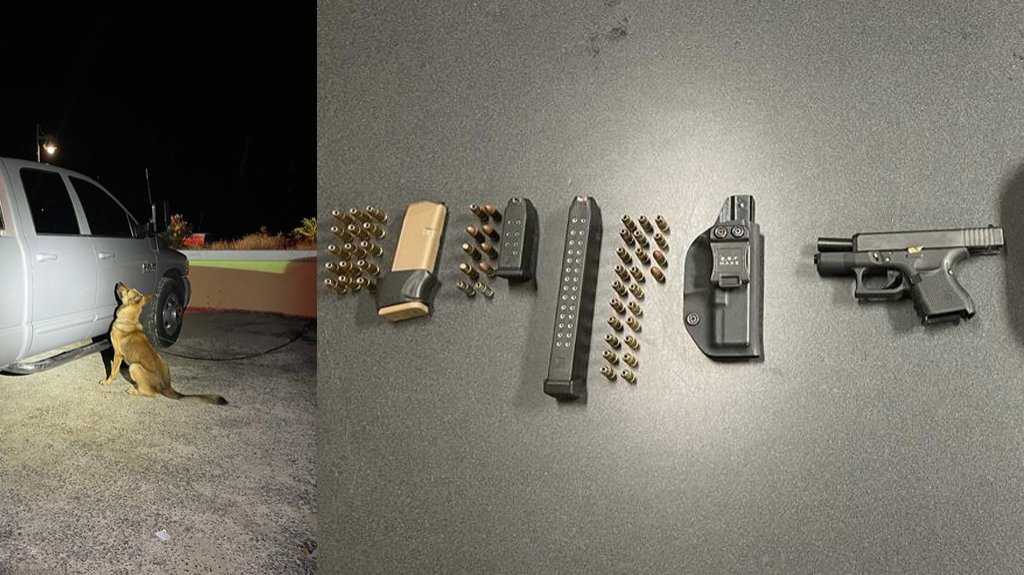  Unidad K-9 ayuda a encontrar arma de fuego y municiones en veh&iacute;culo durante orden de registro 