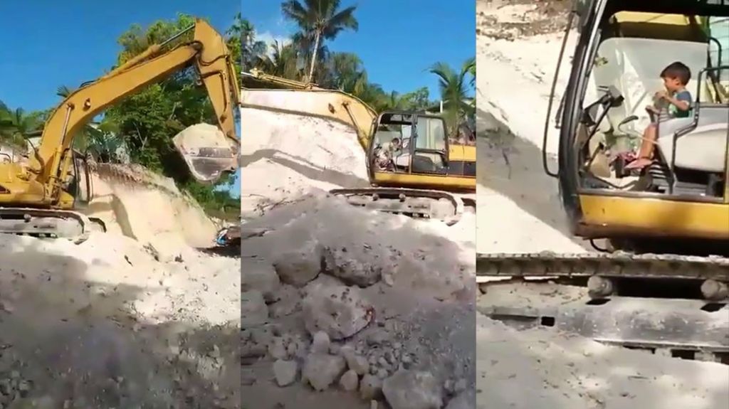  Video: Impresionante como un niño maneja gigantesca excavadora 