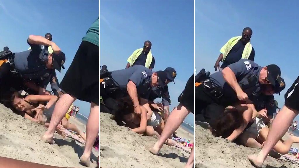 Captan en video: Polic&iacute;a de Nueva Jersey golpeando a una joven en la cabeza 