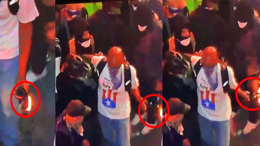  Grabado en video uno de los &ldquo;t&iacute;teres&rdquo; que lanz&oacute; una bomba &ldquo;molotov&rdquo; a la polic&iacute;a anoche en San Juan 