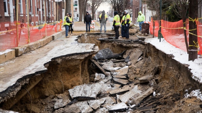 SocavÃ³n en Filadelfia se traga un vehÃ­culo