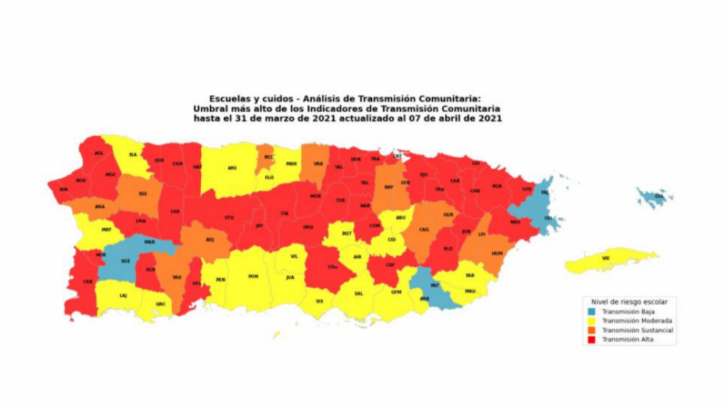  Sistema de Vigilancia del DS clasifica 50 pueblos como de alta o sustancial transmisión de COVID-19 