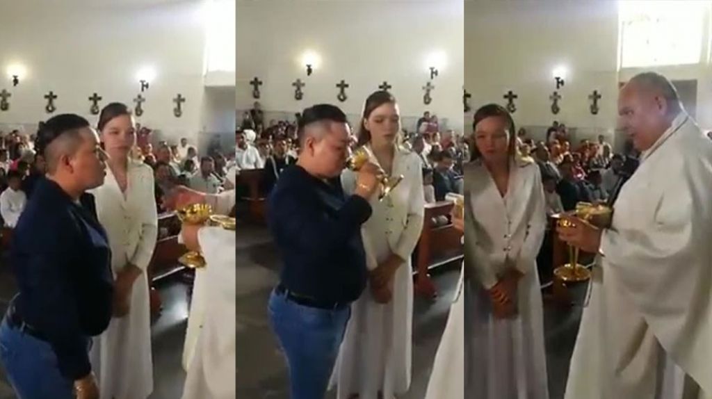  Video: Asisti&oacute; a misa y en la eucarist&iacute;a se bebi&oacute; todo el vino del padre 