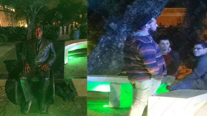 Video: Mozalbetes vandalizan con pintura, estatuas de presidentes frente al Capitolio