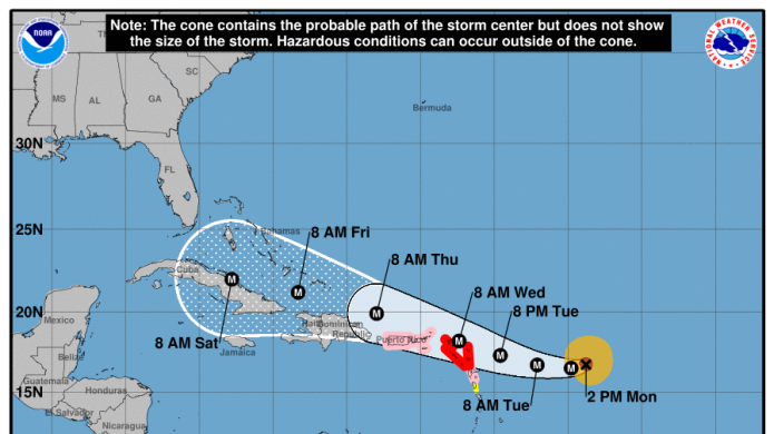 Irma continÃºa su curso al oeste-suroeste. 
