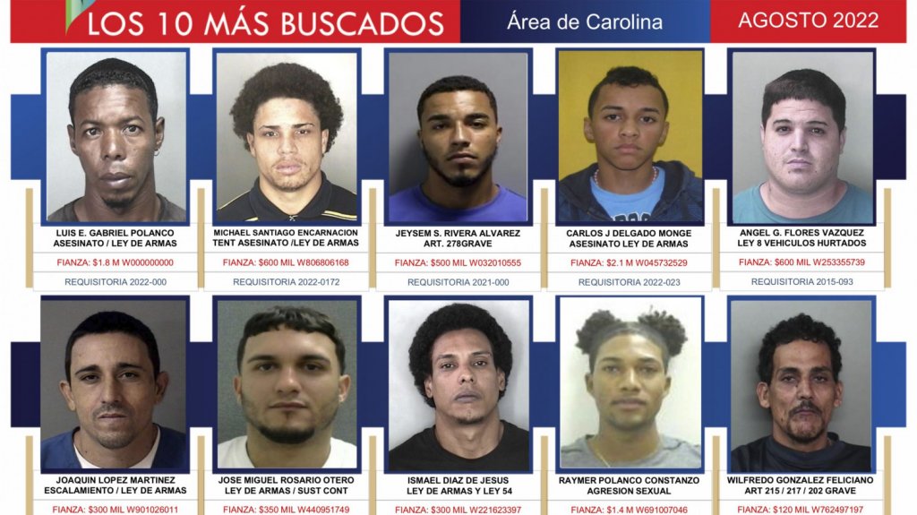  Actualiza la Polic&iacute;a la lista de los 10 m&aacute;s buscados en Carolina 