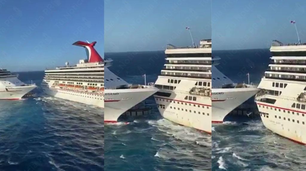  Nuevo video muestra el momento en que chocan los dos barcos de Carnival 