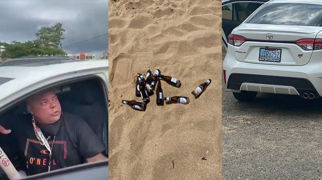  Llegó a la playa de Arecibo y dejó mas de 6 botellas de cervezas en la arena, pero esta vez lo grabaron 