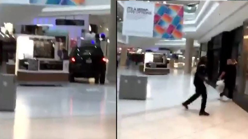  Viral video de un condcutor que entro con su auto a un centro comercial 