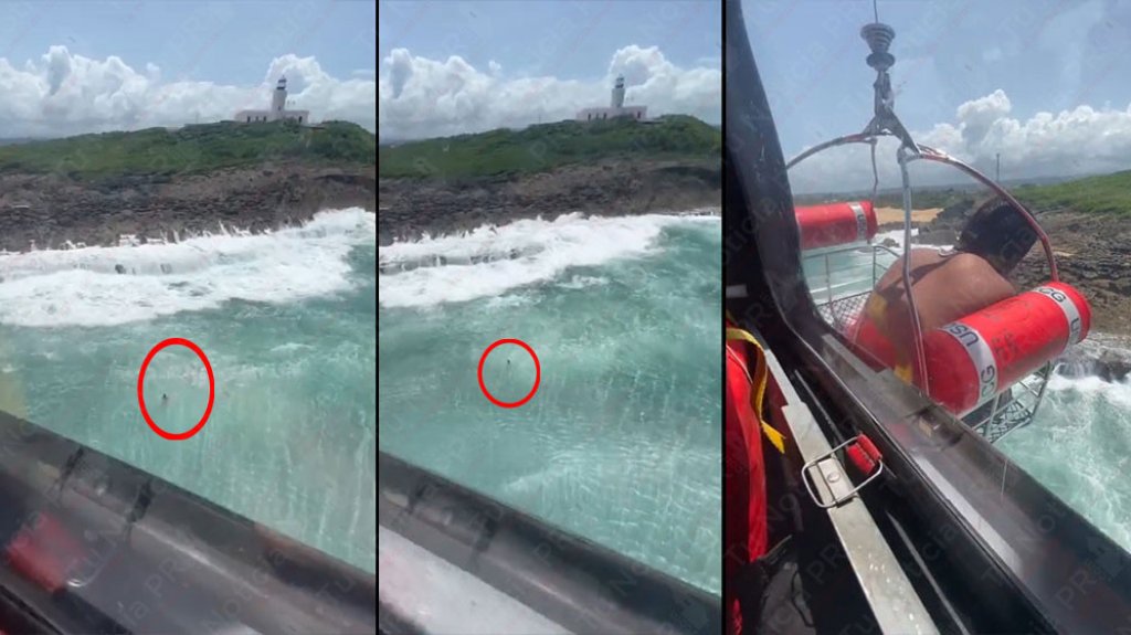  Video del momento en que “Coast Guard” rescata a hombre en playa de Arecibo 
