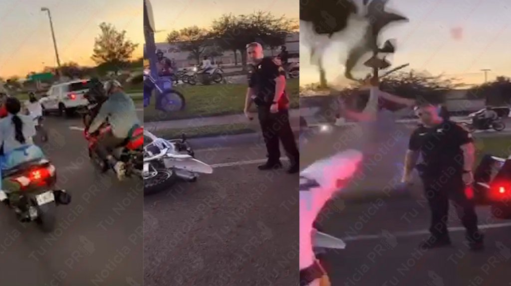  Video: Boricuas agreden a un polic&iacute;a durante una &ldquo;corrida de motoras&rdquo; en Florida 