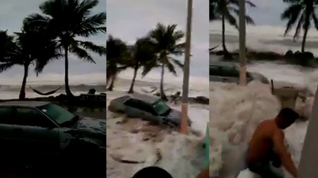  &nbsp; Video: Gigantesca ola arrastra un veh&iacute;culo en Hatillo 