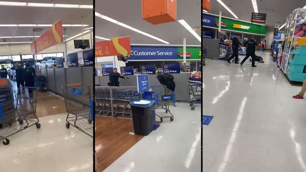  En video el momento en que un hombre armado de un bate en Walmart es abatido por la polic&iacute;a 