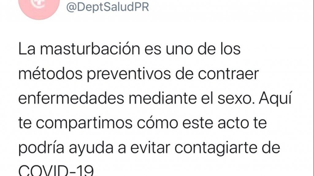  Departamento de salud explica el “post“ en sus redes que insta a la masturbación 