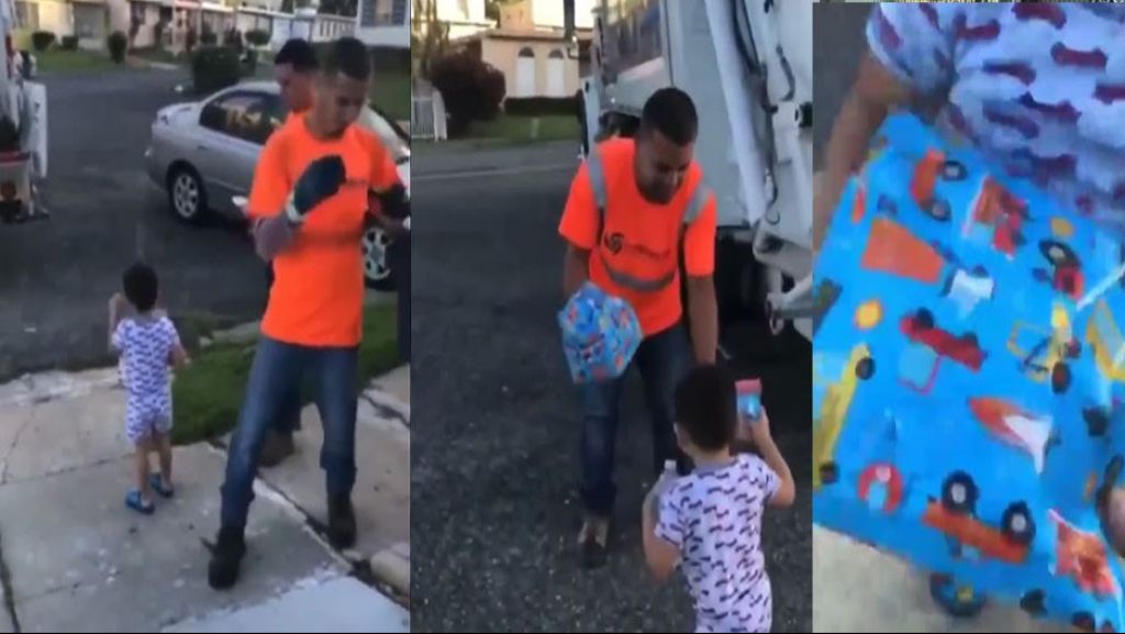  Video: Empleados de Mayagüez, llevan regalo a un niño que siempre les daba merienda cuando recogían la basura 